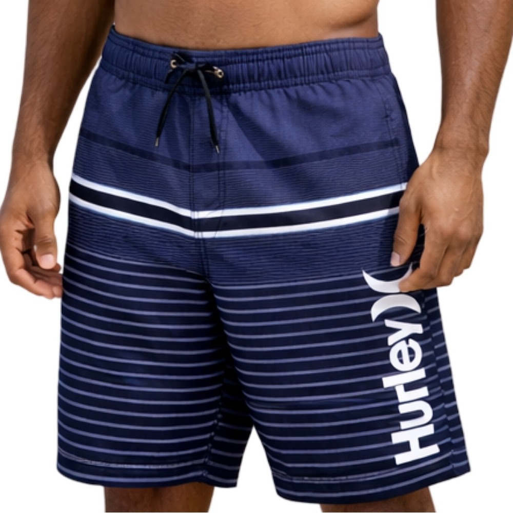 Hurley Blue Stripe Board Shorts Swim Trunks Men’s 32 Surf Beach